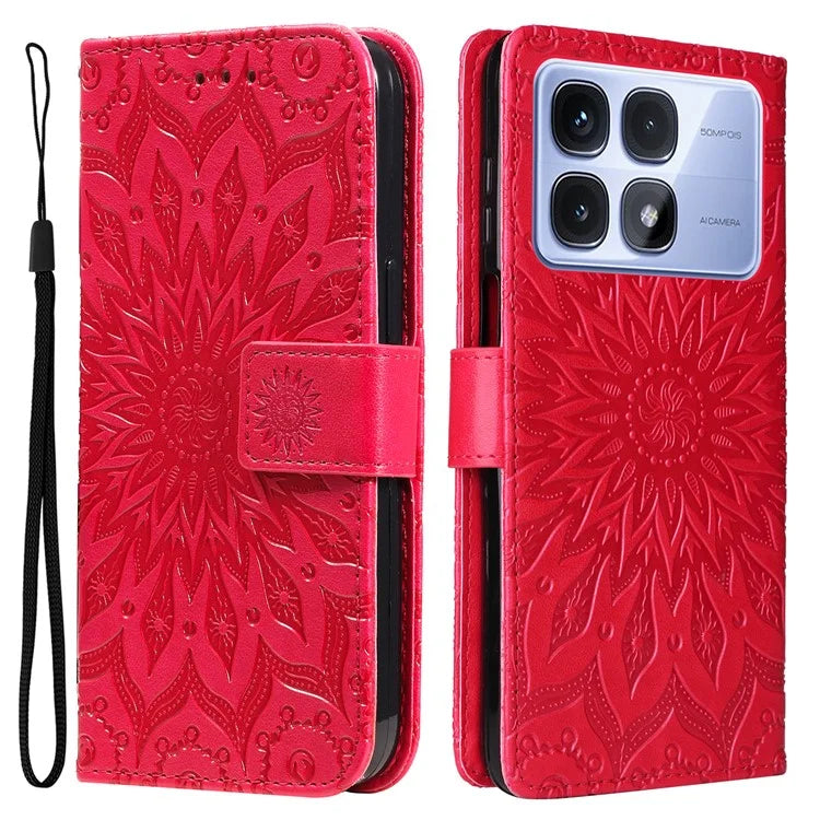 KT Imprinting Flower Series-1 For Xiaomi Redmi K70 Ultra Case Sunflower Leather Wallet Folio Phone Cover