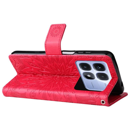 KT Imprinting Flower Series-1 For Xiaomi Redmi K70 Ultra Case Sunflower Leather Wallet Folio Phone Cover