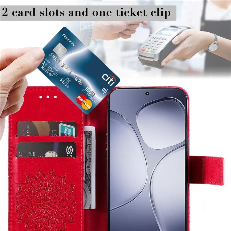 KT Imprinting Flower Series-1 For Xiaomi Redmi K70 Ultra Case Sunflower Leather Wallet Folio Phone Cover