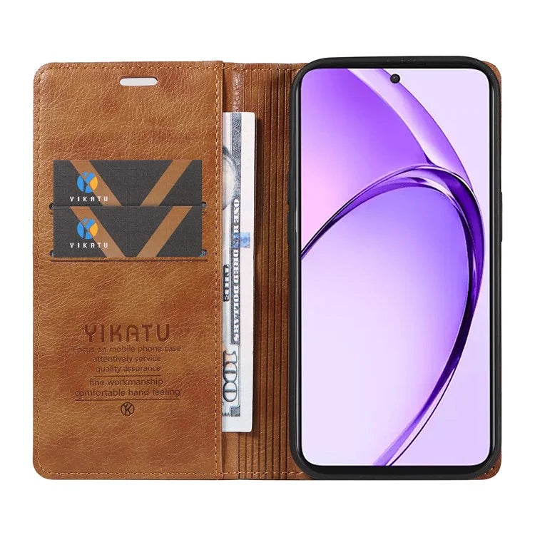 YIKATU YK-006 For Oppo A3 Pro (Global) 5G  /  A3 Pro (India) 5G Case Wallet Litchi Grain Leather Phone Cover Magnetic Auto-Absorbed