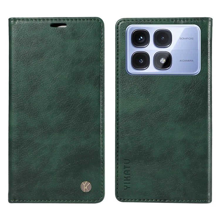 YIKATU YK-006 For Xiaomi Redmi K70 Ultra Case Wallet Litchi Grain Leather Phone Cover Magnetic Auto-Absorbed