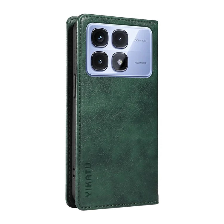 YIKATU YK-006 For Xiaomi Redmi K70 Ultra Case Wallet Litchi Grain Leather Phone Cover Magnetic Auto-Absorbed