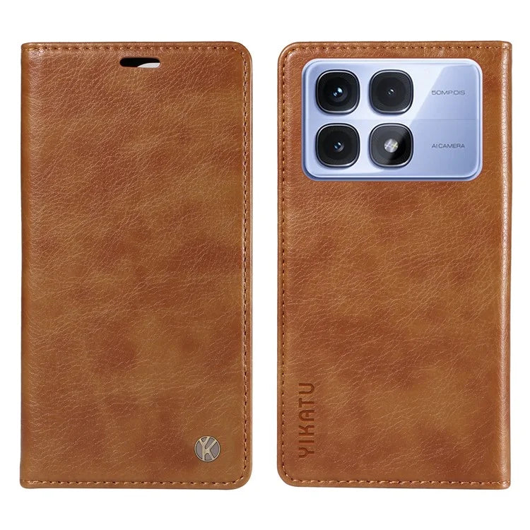 YIKATU YK-006 For Xiaomi Redmi K70 Ultra Case Wallet Litchi Grain Leather Phone Cover Magnetic Auto-Absorbed