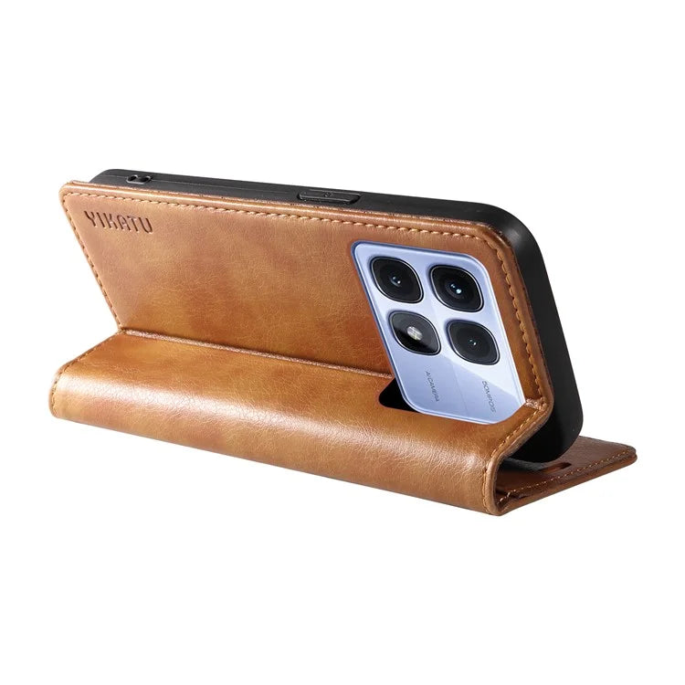 YIKATU YK-006 For Xiaomi Redmi K70 Ultra Case Wallet Litchi Grain Leather Phone Cover Magnetic Auto-Absorbed