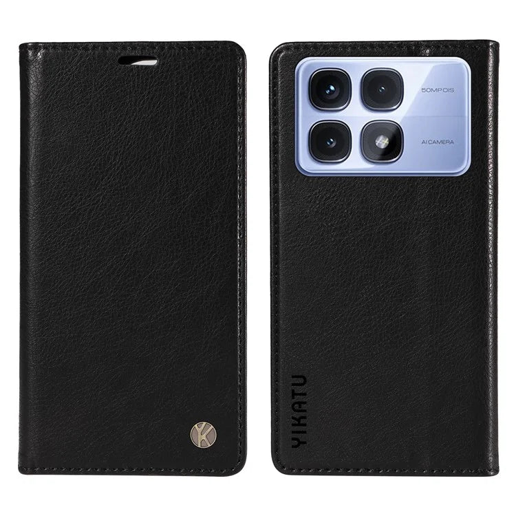 YIKATU YK-006 For Xiaomi Redmi K70 Ultra Case Wallet Litchi Grain Leather Phone Cover Magnetic Auto-Absorbed
