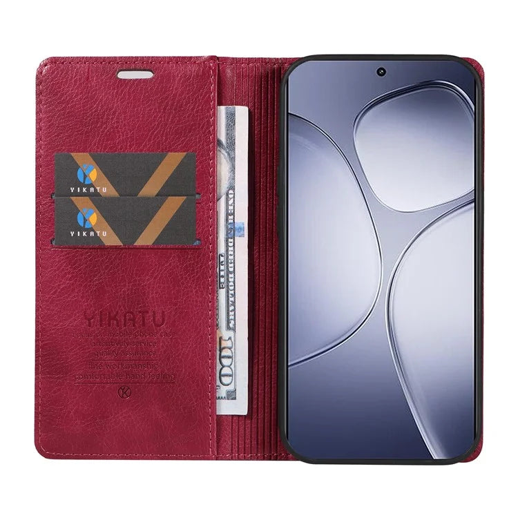 YIKATU YK-006 For Xiaomi Redmi K70 Ultra Case Wallet Litchi Grain Leather Phone Cover Magnetic Auto-Absorbed
