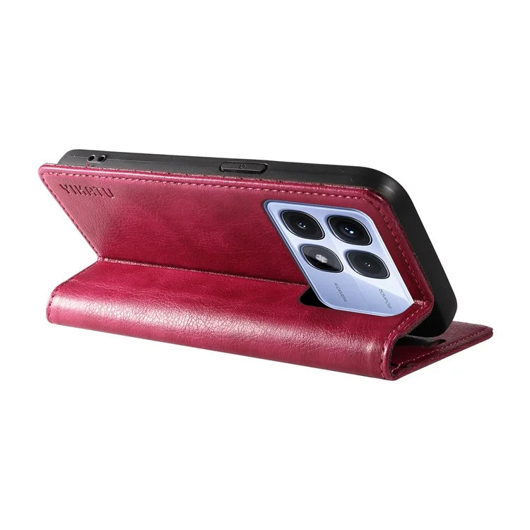 YIKATU YK-006 For Xiaomi Redmi K70 Ultra Case Wallet Litchi Grain Leather Phone Cover Magnetic Auto-Absorbed
