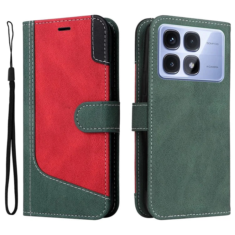 For Xiaomi Redmi K70 Ultra Case Flip Wallet Leather Phone Cover 3 Color Splicing