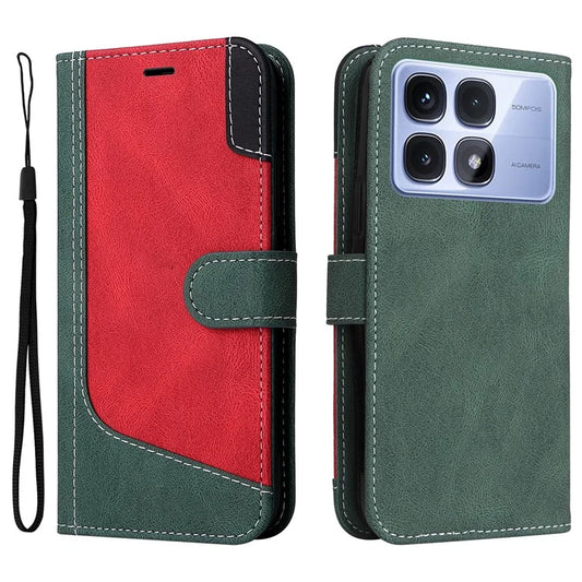 For Xiaomi Redmi K70 Ultra Case Flip Wallet Leather Phone Cover 3 Color Splicing