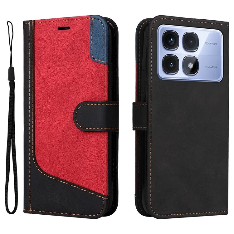 For Xiaomi Redmi K70 Ultra Case Flip Wallet Leather Phone Cover 3 Color Splicing