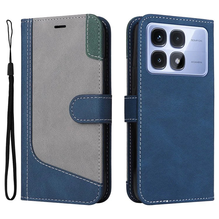 For Xiaomi Redmi K70 Ultra Case Flip Wallet Leather Phone Cover 3 Color Splicing