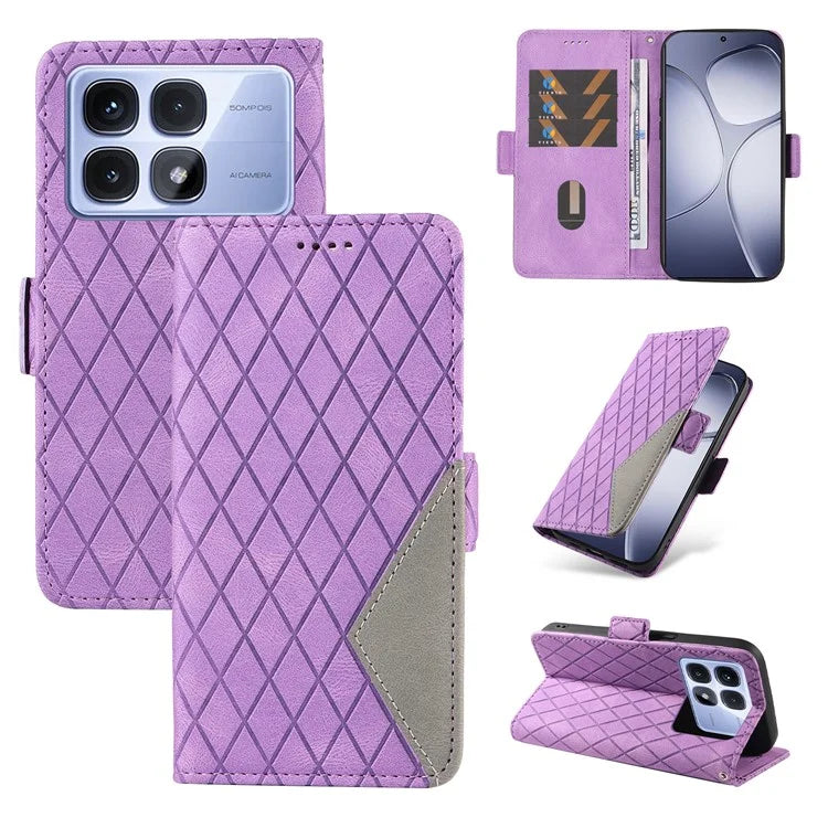 For Xiaomi Redmi K70 Ultra Case Rhombus PU Leather Flip Wallet Phone Cover