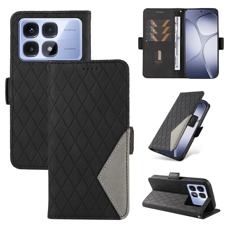 For Xiaomi Redmi K70 Ultra Case Rhombus PU Leather Flip Wallet Phone Cover