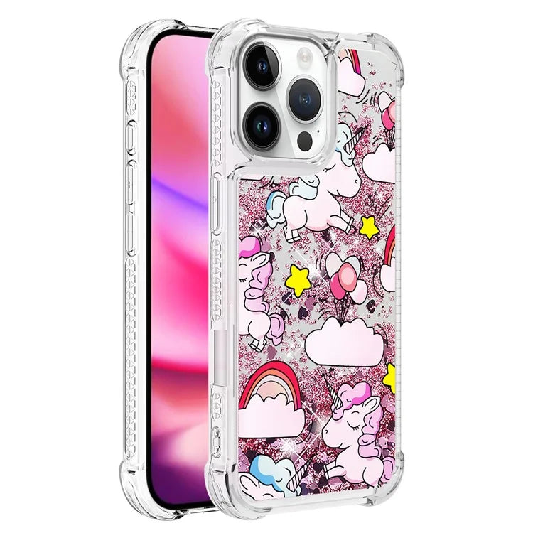 YB Quicksand Series-2 For iPhone 16 Pro Max Case Liquid Quicksand Pattern TPU Phone Cover
