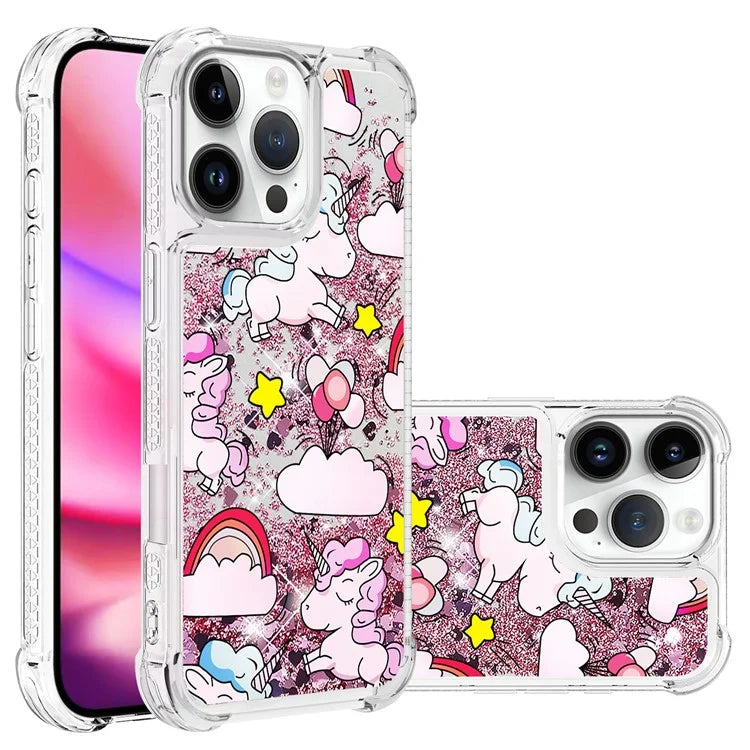 YB Quicksand Series-2 For iPhone 16 Pro Max Case Liquid Quicksand Pattern TPU Phone Cover