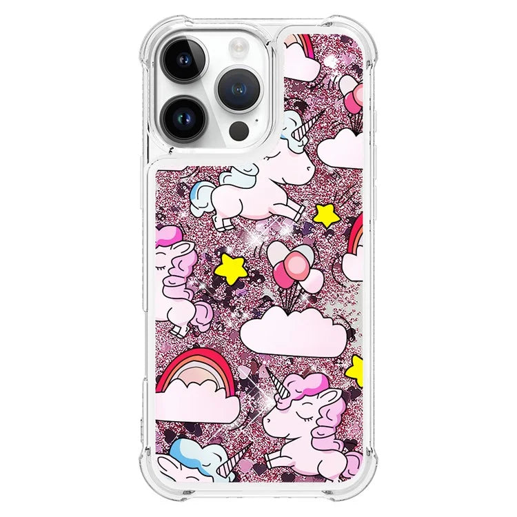 YB Quicksand Series-2 For iPhone 16 Pro Max Case Liquid Quicksand Pattern TPU Phone Cover