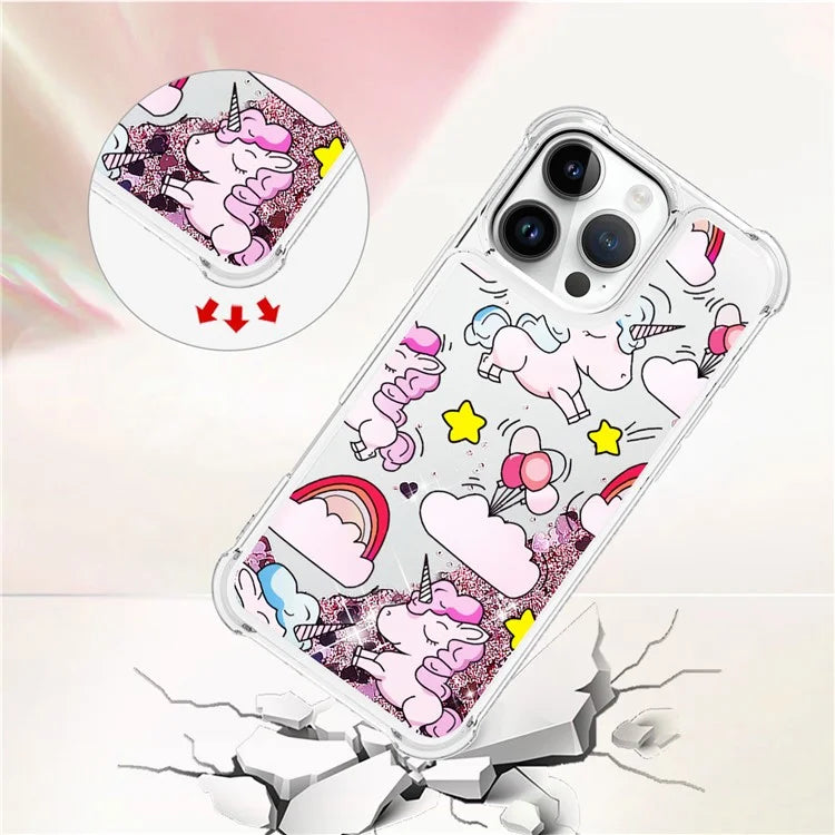 YB Quicksand Series-2 For iPhone 16 Pro Max Case Liquid Quicksand Pattern TPU Phone Cover