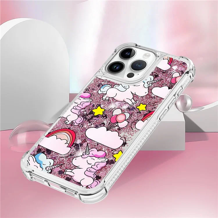 YB Quicksand Series-2 For iPhone 16 Pro Max Case Liquid Quicksand Pattern TPU Phone Cover