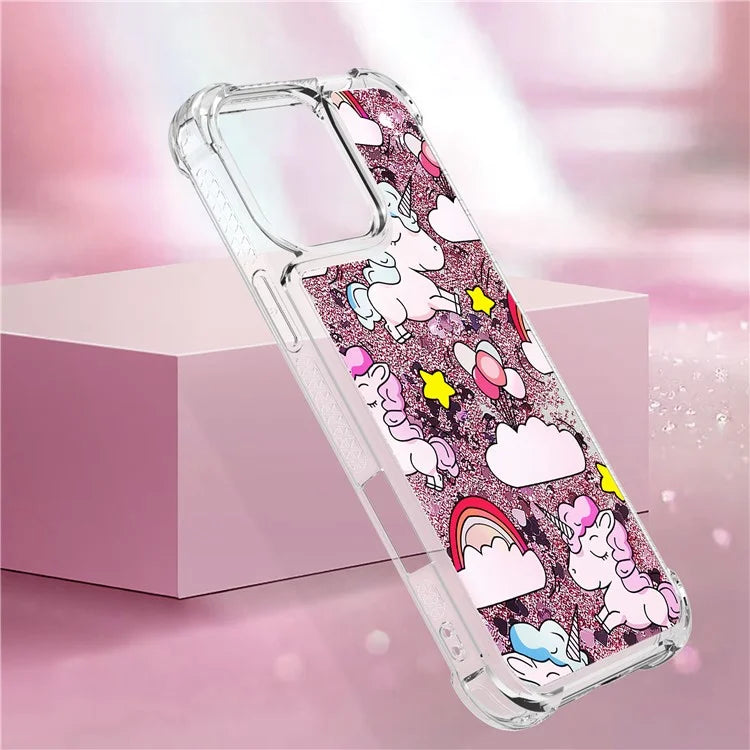 YB Quicksand Series-2 For iPhone 16 Pro Max Case Liquid Quicksand Pattern TPU Phone Cover