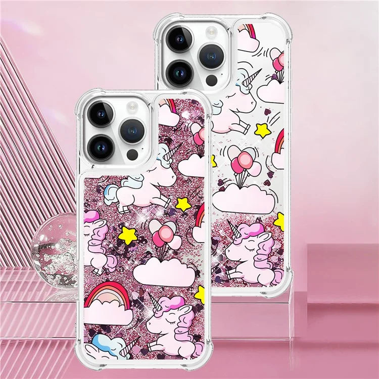 YB Quicksand Series-2 For iPhone 16 Pro Max Case Liquid Quicksand Pattern TPU Phone Cover