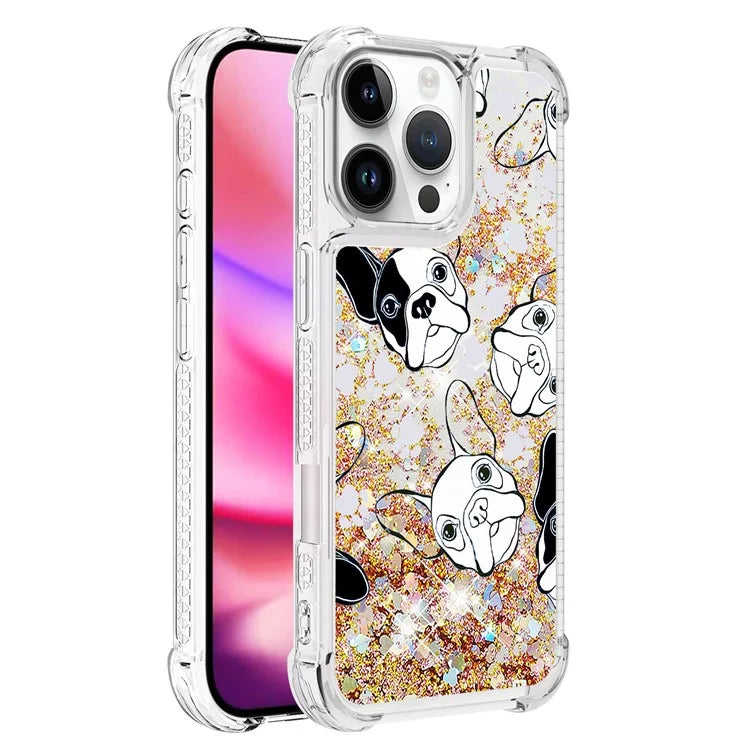 YB Quicksand Series-2 For iPhone 16 Pro Max Case Liquid Quicksand Pattern TPU Phone Cover