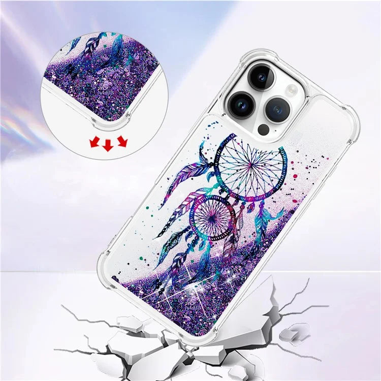YB Quicksand Series-2 For iPhone 16 Pro Max Case Liquid Quicksand Pattern TPU Phone Cover