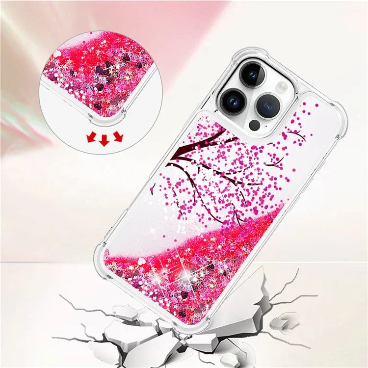 YB Quicksand Series-2 For iPhone 16 Pro Max Case Liquid Quicksand Pattern TPU Phone Cover