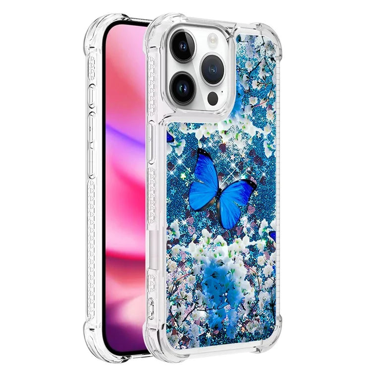 YB Quicksand Series-2 For iPhone 16 Pro Max Case Liquid Quicksand Pattern TPU Phone Cover