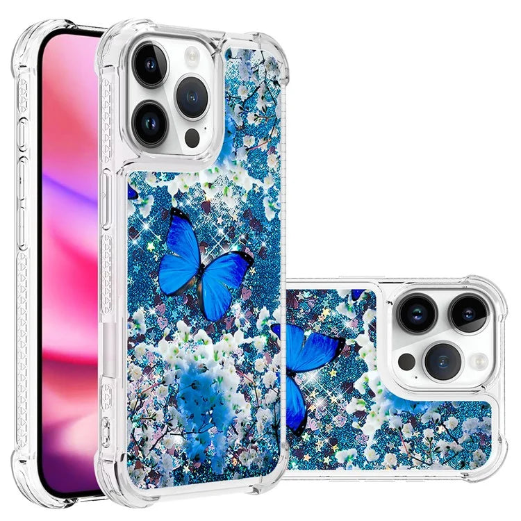 YB Quicksand Series-2 For iPhone 16 Pro Max Case Liquid Quicksand Pattern TPU Phone Cover