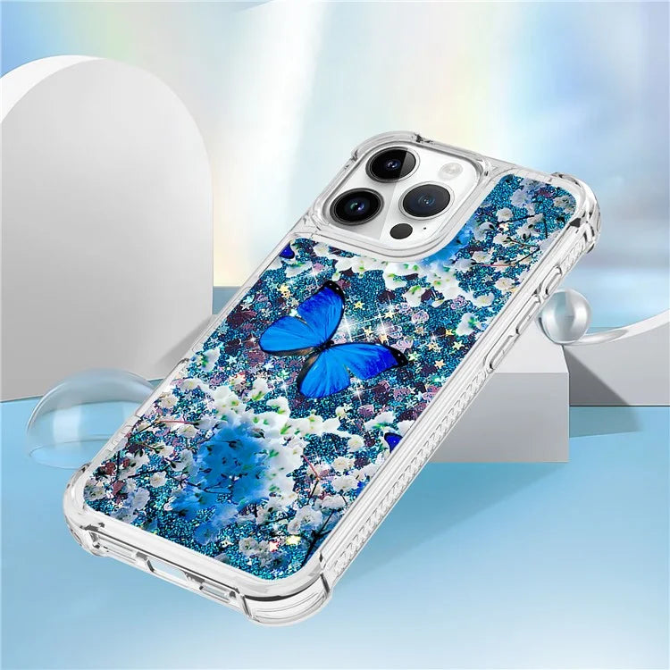 YB Quicksand Series-2 For iPhone 16 Pro Max Case Liquid Quicksand Pattern TPU Phone Cover