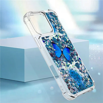 YB Quicksand Series-2 For iPhone 16 Pro Max Case Liquid Quicksand Pattern TPU Phone Cover