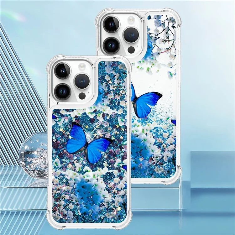 YB Quicksand Series-2 For iPhone 16 Pro Max Case Liquid Quicksand Pattern TPU Phone Cover