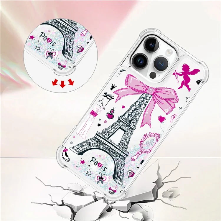 YB Quicksand Series-2 For iPhone 16 Pro Max Case Liquid Quicksand Pattern TPU Phone Cover