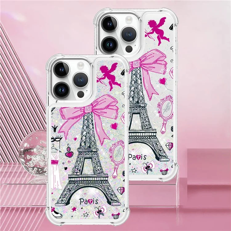 YB Quicksand Series-2 For iPhone 16 Pro Max Case Liquid Quicksand Pattern TPU Phone Cover