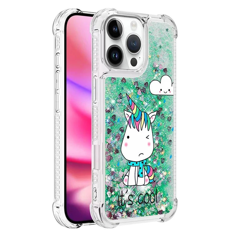 YB Quicksand Series-2 For iPhone 16 Pro Max Case Liquid Quicksand Pattern TPU Phone Cover