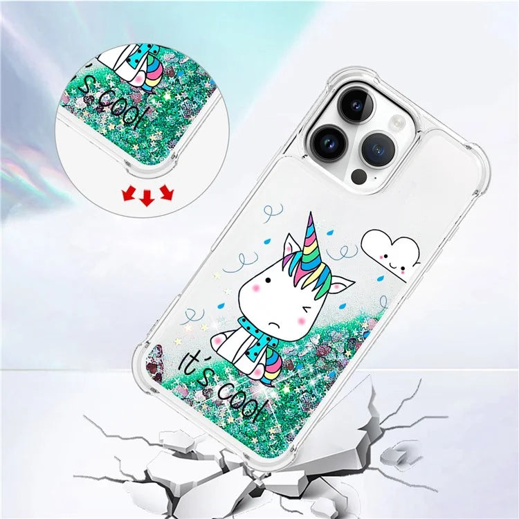YB Quicksand Series-2 For iPhone 16 Pro Max Case Liquid Quicksand Pattern TPU Phone Cover