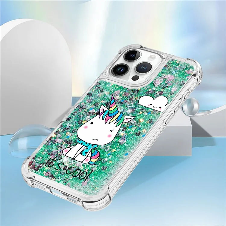 YB Quicksand Series-2 For iPhone 16 Pro Max Case Liquid Quicksand Pattern TPU Phone Cover