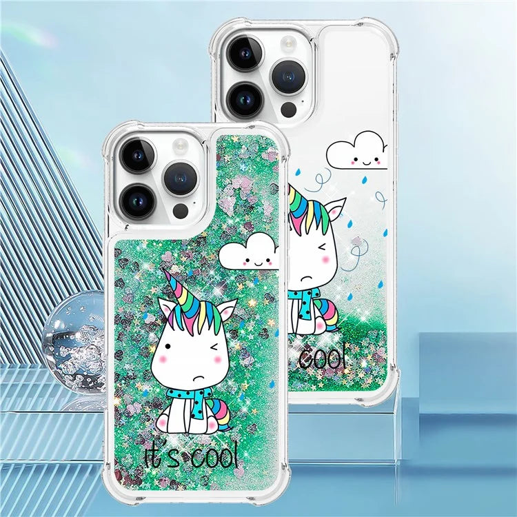 YB Quicksand Series-2 For iPhone 16 Pro Max Case Liquid Quicksand Pattern TPU Phone Cover