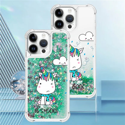YB Quicksand Series-2 For iPhone 16 Pro Max Case Liquid Quicksand Pattern TPU Phone Cover