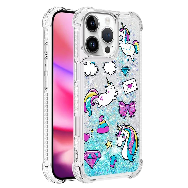 YB Quicksand Series-2 For iPhone 16 Pro Max Case Liquid Quicksand Pattern TPU Phone Cover