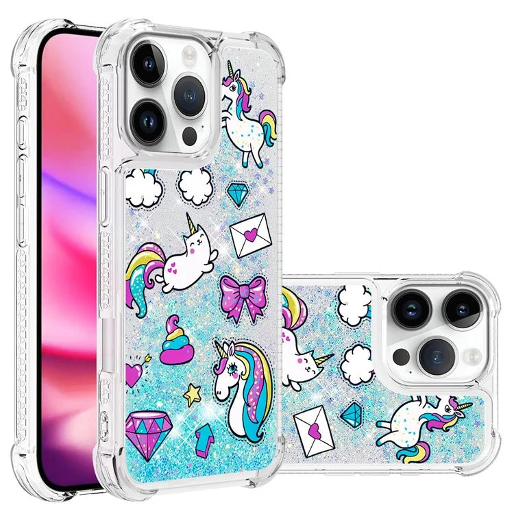 YB Quicksand Series-2 For iPhone 16 Pro Max Case Liquid Quicksand Pattern TPU Phone Cover