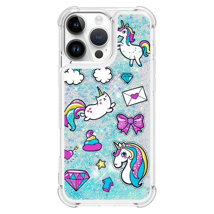 YB Quicksand Series-2 For iPhone 16 Pro Max Case Liquid Quicksand Pattern TPU Phone Cover