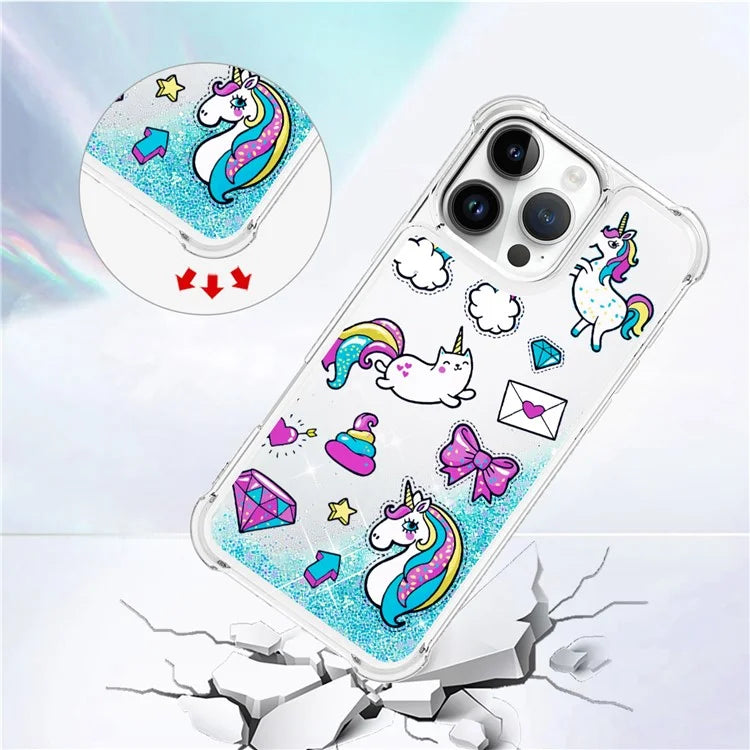 YB Quicksand Series-2 For iPhone 16 Pro Max Case Liquid Quicksand Pattern TPU Phone Cover