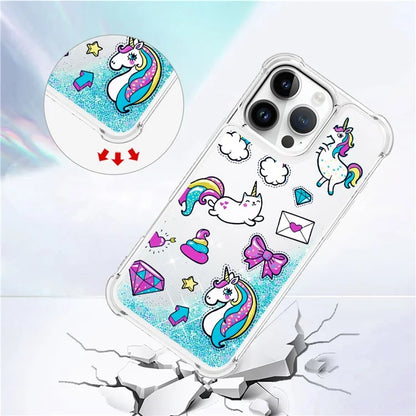 YB Quicksand Series-2 For iPhone 16 Pro Max Case Liquid Quicksand Pattern TPU Phone Cover