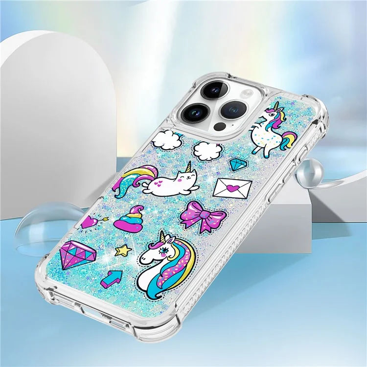 YB Quicksand Series-2 For iPhone 16 Pro Max Case Liquid Quicksand Pattern TPU Phone Cover