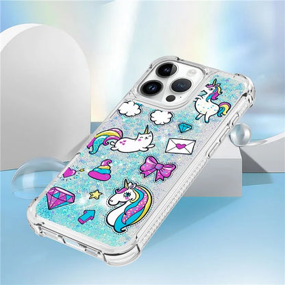 YB Quicksand Series-2 For iPhone 16 Pro Max Case Liquid Quicksand Pattern TPU Phone Cover