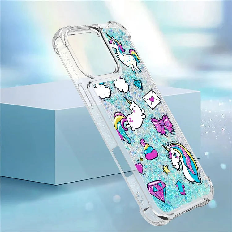YB Quicksand Series-2 For iPhone 16 Pro Max Case Liquid Quicksand Pattern TPU Phone Cover