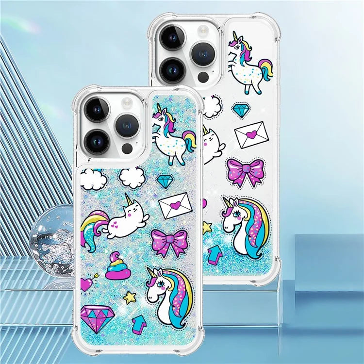 YB Quicksand Series-2 For iPhone 16 Pro Max Case Liquid Quicksand Pattern TPU Phone Cover