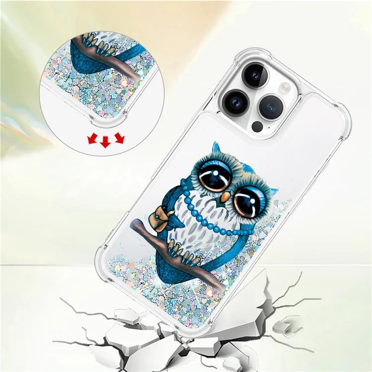 YB Quicksand Series-2 For iPhone 16 Pro Max Case Liquid Quicksand Pattern TPU Phone Cover