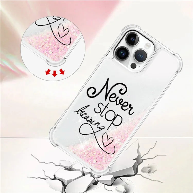 YB Quicksand Series-2 For iPhone 16 Pro Max Case Liquid Quicksand Pattern TPU Phone Cover
